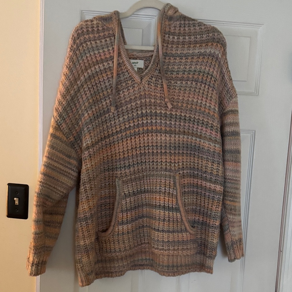 Aerie Multicolor Knit Hoodie Sweater